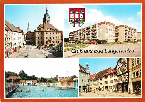 AK / Ansichtskarte Bad Langensalza Rathaus Neubauten Freibad Neumarkt Kat. Bad Langensalza