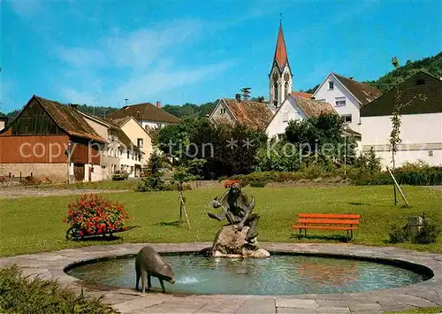 AK / Ansichtskarte Gailingen Park mit Narrenbrunnen Kat. Gailingen am Hochrhein