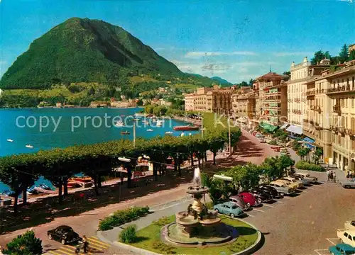 AK / Ansichtskarte Lugano Lago di Lugano Quai Fontana Bossi e Monte San Salvatore