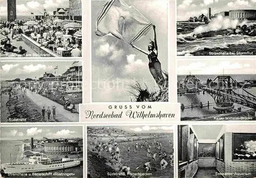 AK / Ansichtskarte Wilhelmshaven Strandhalle Kurkonzert Seewasser Aquarium Baederschiff Ruestringen Kat. Wilhelmshaven