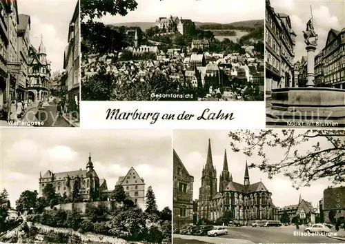 AK / Ansichtskarte Marburg Lahn Wettergasse Markt Brunnen Schloss Elisabethkirche Kat. Marburg