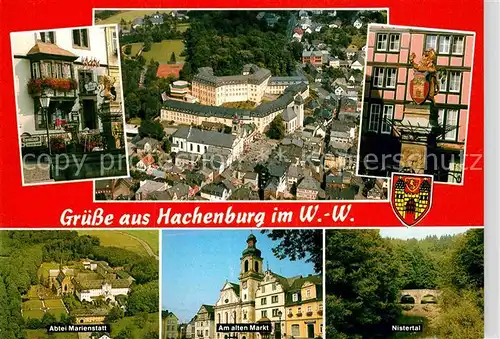 AK / Ansichtskarte Hachenburg Westerwald Panorama Abtei Marienstatt alter Markt Nistertal Kat. Hachenburg