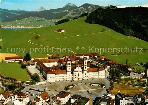 AK / Ansichtskarte Einsiedeln SZ Kloster und Sihlsee Fliegeraufnahme Kat. Einsiedeln