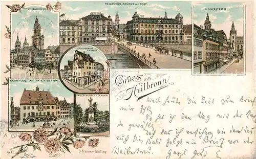 AK / Ansichtskarte Heilbronn Neckar Fleinerstrasse Bruecke Post Marktplatz Kat. Heilbronn