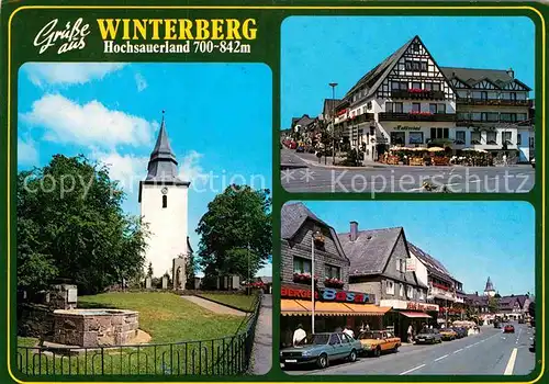 AK / Ansichtskarte Winterberg Hochsauerland Kirche Gasthof Strassenpartie Kat. Winterberg