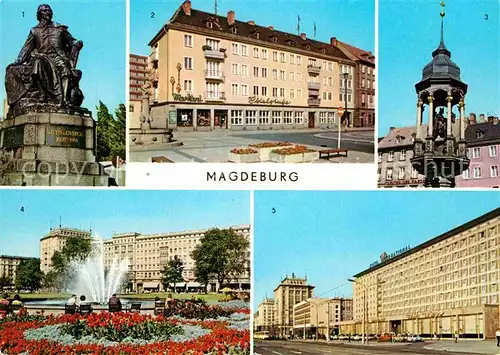 AK / Ansichtskarte Magdeburg Guericke Denkmal Alter Markt Magdeburger Reiter Hotel International Kat. Magdeburg