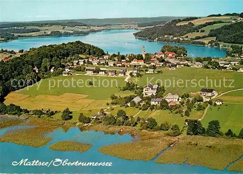 AK / Ansichtskarte Mattsee Salzburg Fliegeraufnahme mit Ober und Niedertrumersee  Kat. Mattsee