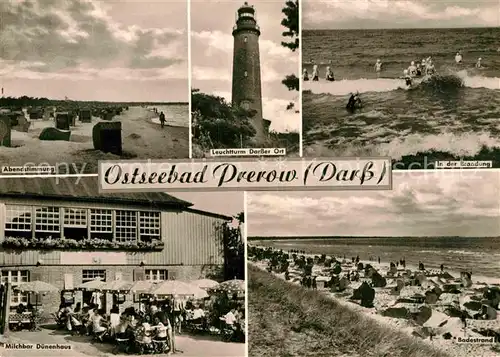 AK / Ansichtskarte Prerow Ostseebad Leuchtturm Darsser Ort Badestrand Milchbar Duenenhaus  Kat. Darss