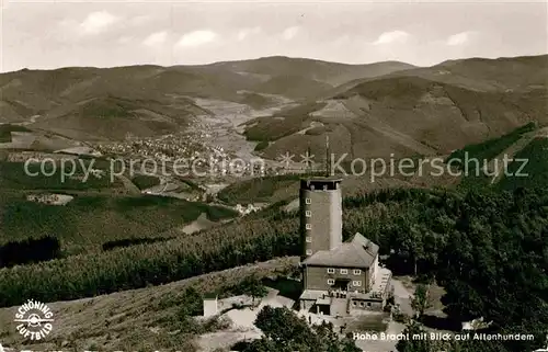 AK / Ansichtskarte Kirchhundem Aussichtsturm Hohe Bracht Fliegeraufnahme Kat. Kirchhundem Hochsauerland