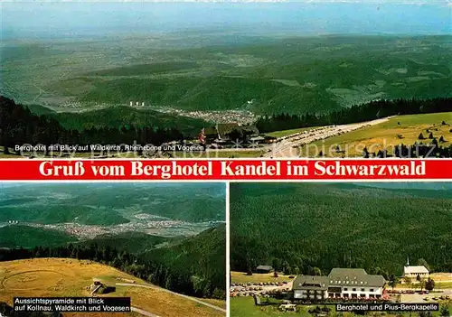 AK / Ansichtskarte Waldkirch Breisgau Berghotel mit Rheinebene und Vogesen Aussichtspyramide Pius Berg Kapelle Kat. Waldkirch