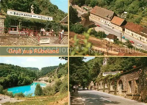 AK / Ansichtskarte Ruebeland Harz Baumannshoehle Blauer See Hermannshoehle