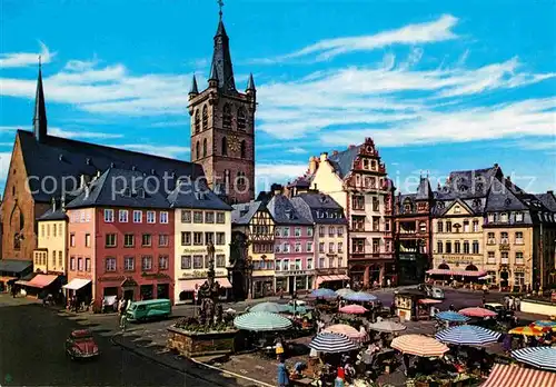 AK / Ansichtskarte Trier Hauptmarkt mit Petrusbrunnen St Gangolph Kirche Kat. Trier