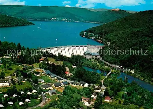 AK / Ansichtskarte Hemfurth Edersee Fliegeraufnahme Staumauer Schloss Waldeck Kat. Edertal