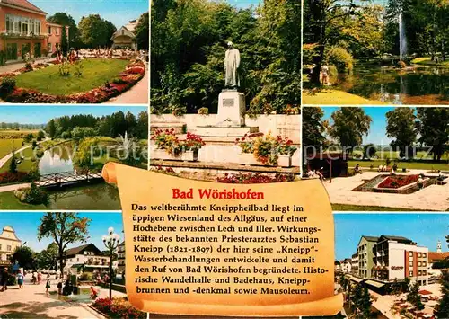 AK / Ansichtskarte Bad Woerishofen Kurpark Kneipp Denkmal  Kat. Bad Woerishofen