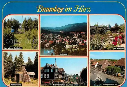 AK / Ansichtskarte Braunlage Kurpark Wurmberg Seilbahn Koehlerhuette Eichhoernchen Brunnen Kat. Braunlage Harz