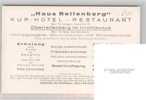 AK / Ansichtskarte Oberreifenberg Ruine Kurhotel Haus Reifenberg Kat. Schmitten