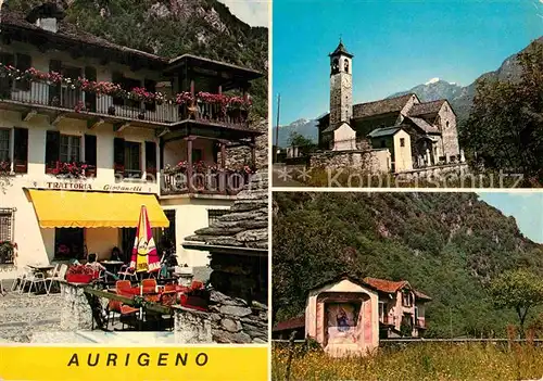 AK / Ansichtskarte Aurigeno Vallemaggia Trattoria Giovanetti Chiesa Kat. Aurigeno