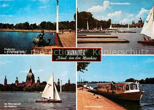 AK / Ansichtskarte Hannover Maschsee Fischreiter FAckeltraegersaeule Maschseedampfer Rathaus Kat. Hannover