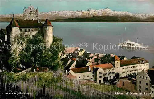 AK / Ansichtskarte Meersburg Bodensee Schloss Seepartei Alpen Kat. Meersburg