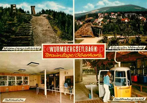 AK / Ansichtskarte Seilbahn Wurmberg Talstation Braunlage Ski Flugschanze  Kat. Bahnen