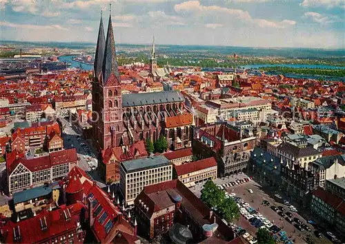 AK / Ansichtskarte Luebeck Fliegeraufnahme mit Marienkirche Kat. Luebeck