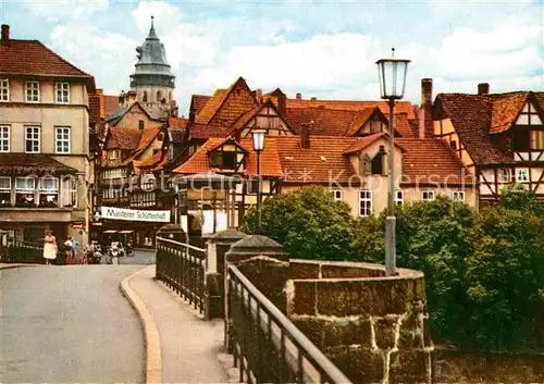 AK / Ansichtskarte Hann. Muenden Weserbruecke mit  St. Blasienkirche Kat. Hann. Muenden