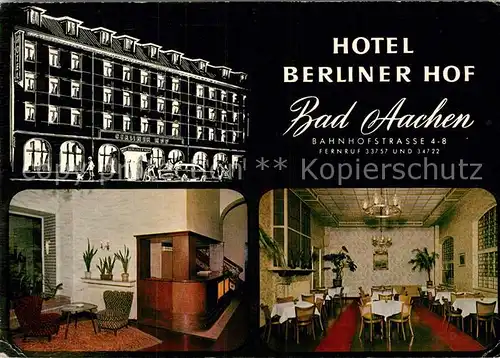 AK / Ansichtskarte Bad Aachen Hotel Berliner Hof