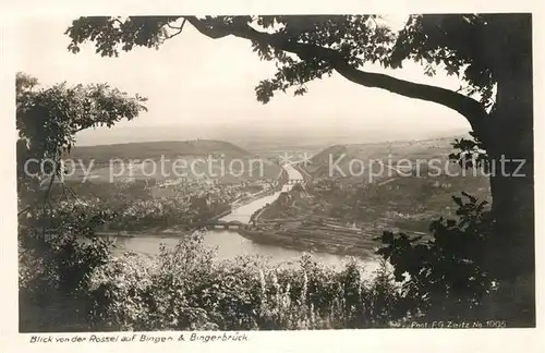 AK / Ansichtskarte Bingen Rhein Blick von der Rossel auf die Nahemuendung Kat. Bingen am Rhein