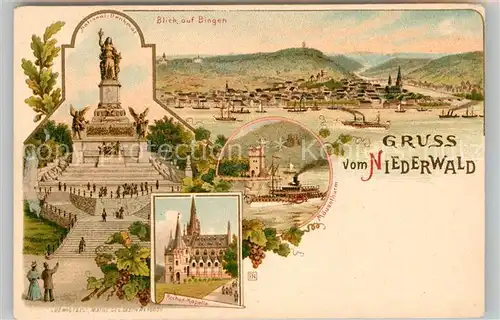 AK / Ansichtskarte Bingen Rhein National Denkmal Rochus Kapelle Maeusethurm Stadtblick Kat. Bingen am Rhein