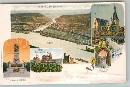 AK / Ansichtskarte Bingen Rhein Bingerbrueck Niederwald Denkmal Hotel Rochusberg St Rochuskapelle Burg Klopp Eingang Kat. Bingen am Rhein