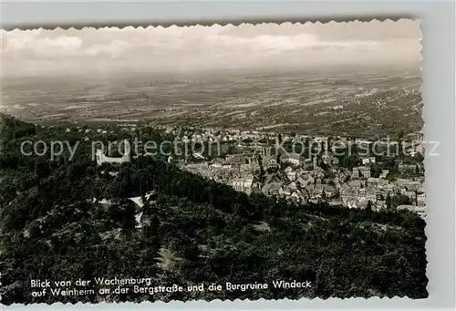 AK / Ansichtskarte Weinheim Bergstrasse Blick von Wachenburg Burgruine Windeck Kat. Weinheim