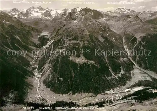 AK / Ansichtskarte Silvretta Fliegeraufnahme mit Partenen Kat. Silvretta