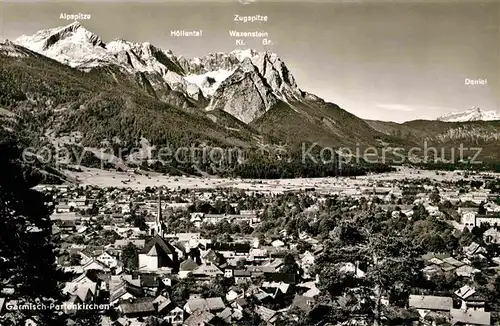 AK / Ansichtskarte Garmisch Partenkirchen Panorama mit Alpspitze Hoellental Zugspitze Kat. Garmisch Partenkirchen