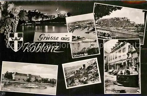 AK / Ansichtskarte Koblenz Rhein Deutsches Eck Festung Ehrenbreitstein Schloss Stolzenfels Schaengelchen Kat. Koblenz