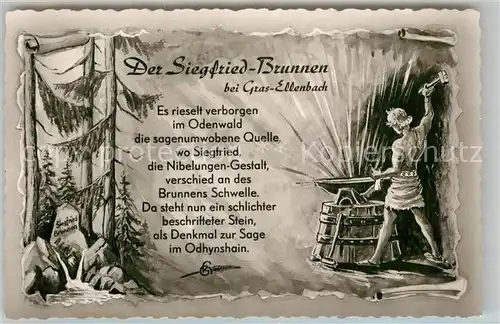 AK / Ansichtskarte Gras Ellenbach Siegfried Brunnen Gedicht Kat. Grasellenbach