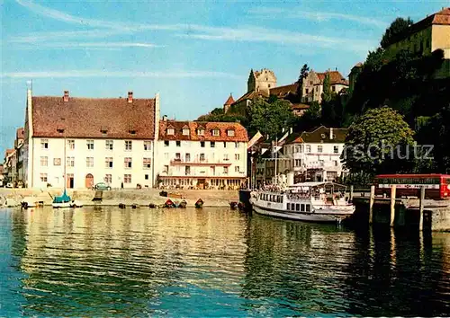 AK / Ansichtskarte Meersburg Bodensee Hafen mit Schloss und Grethaus Dampfer Kat. Meersburg