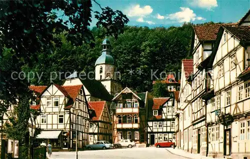 AK / Ansichtskarte Bad Sooden Allendorf Rhenanusplatz Fachwerkhaeuser Kirchturm Kat. Bad Sooden Allendorf