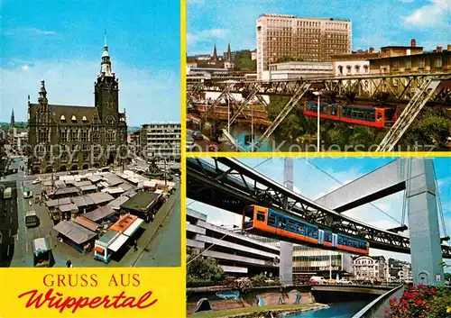 AK / Ansichtskarte Wuppertal Marktplatz Rathaus Schwebebahn Kat. Wuppertal