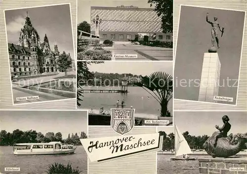 AK / Ansichtskarte Hannover Maschsee Nordufer Fackeltraeger Strand Kestner Museum Kat. Hannover