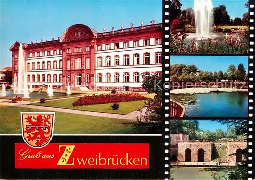 AK / Ansichtskarte Zweibruecken Schloss Rosengarten Fasanerie Ruine Stanislaus Leszinsky Kat. Zweibruecken