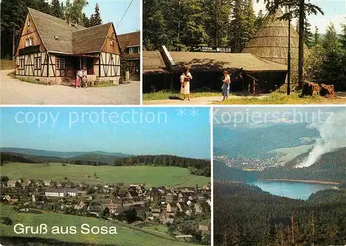 AK / Ansichtskarte Sosa Erzgebirge Koehlerhuette Meiler Blick vom Auersberg auf Talsperre des Friedens  Kat. Sosa