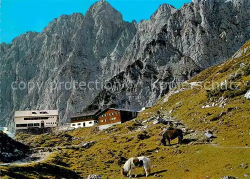 AK / Ansichtskarte Gruttenhuette mit Pferden im Wilden Kaiser Kat. Wildermieming