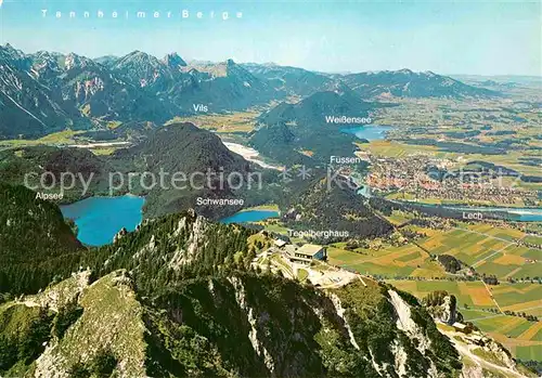 AK / Ansichtskarte Tegelberg Fliegeraufnahme Schwangau Schloesser Berge Seen Kat. Schwangau