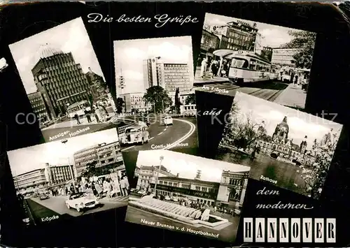 AK / Ansichtskarte Hannover Anzeiger Hochhaus Kroepcke Neuer Brunnen Hauptbahnhof Rathaus Kat. Hannover