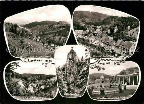 AK / Ansichtskarte Bad Grund Panorama Teilansichten Huebichenstein Musikpavillon Staedt Kurbad Kat. Bad Grund (Harz)