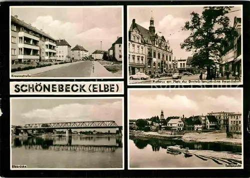 AK / Ansichtskarte Schoenebeck Elbe Krausestrasse Rathaus Elbbruecke Teilansicht Kat. Schoenebeck