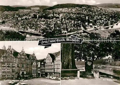 AK / Ansichtskarte Hann. Muenden Panorama Rathaus Am Weserstein Kat. Hann. Muenden