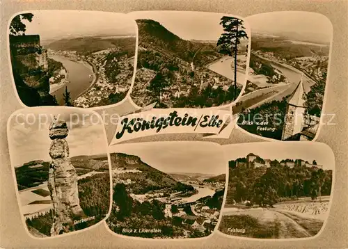 AK / Ansichtskarte Koenigstein Saechsische Schweiz Barbarine Lilienstein Festung Kat. Koenigstein Saechsische Schweiz