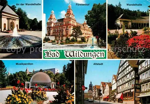 AK / Ansichtskarte Bad Wildungen Wandelhalle Brunnen Fuerstenhof Musikpavillon Kurpark Altstadt Fachwerkhaeuser Kat. Bad Wildungen