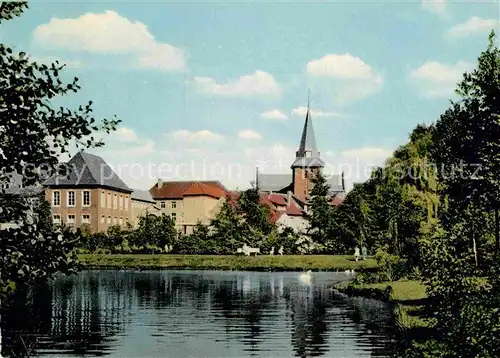 AK / Ansichtskarte Wegberg Muehlenweiher Kirche Rathaus Kat. Wegberg